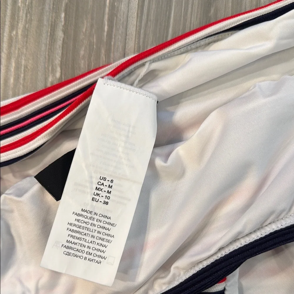 La Blanca Tankini Striped Swimsuit with Lace-Up Detail, size 6